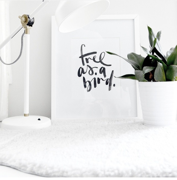 Stylish stationery, free as a bird, Melo & Co. Melanie Louise Kazimierczy, print, art print, black and white, brush lettering, home decor