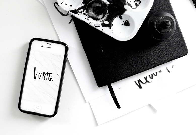 Melo and Co, hustle, hustle wallpaper, freebie, downaload, brush lettering, art, inspiring, inspiration